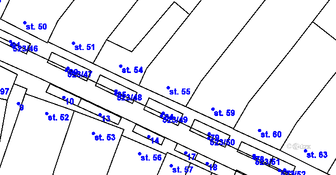 Parcela st. 55 v KÚ Karolín u Sulimova, Katastrální mapa