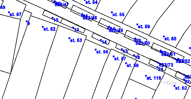 Parcela st. 56 v KÚ Karolín u Sulimova, Katastrální mapa