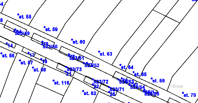 Parcela st. 63 v KÚ Karolín u Sulimova, Katastrální mapa