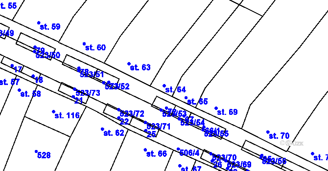 Parcela st. 64 v KÚ Karolín u Sulimova, Katastrální mapa