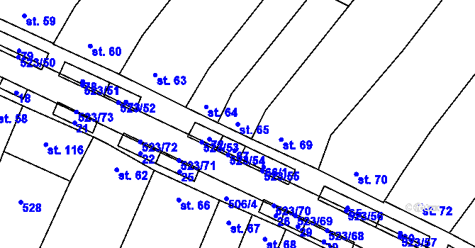 Parcela st. 65 v KÚ Karolín u Sulimova, Katastrální mapa