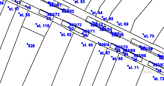 Parcela st. 66 v KÚ Karolín u Sulimova, Katastrální mapa