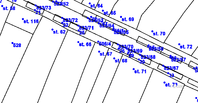 Parcela st. 67 v KÚ Karolín u Sulimova, Katastrální mapa