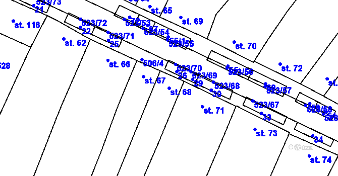 Parcela st. 68 v KÚ Karolín u Sulimova, Katastrální mapa