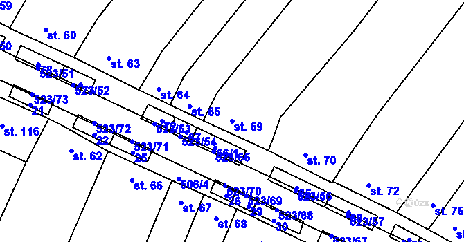 Parcela st. 69 v KÚ Karolín u Sulimova, Katastrální mapa