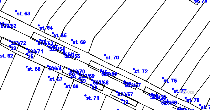 Parcela st. 70 v KÚ Karolín u Sulimova, Katastrální mapa