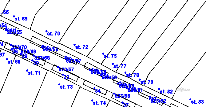 Parcela st. 75 v KÚ Karolín u Sulimova, Katastrální mapa
