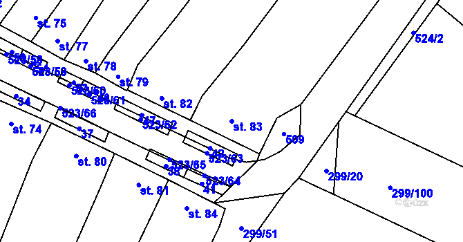 Parcela st. 83 v KÚ Karolín u Sulimova, Katastrální mapa