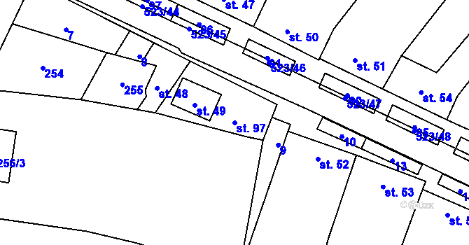 Parcela st. 97 v KÚ Karolín u Sulimova, Katastrální mapa