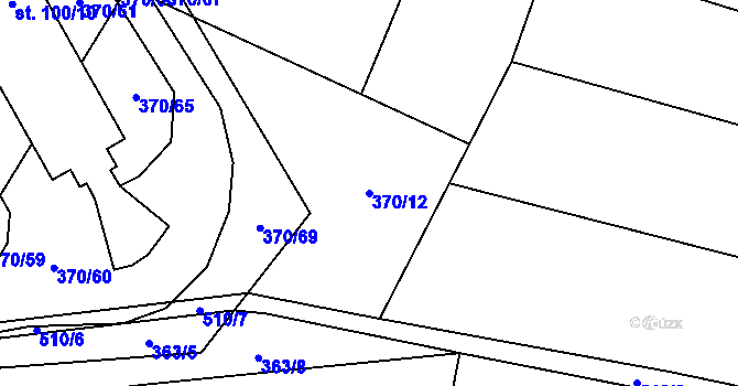 Parcela st. 370/12 v KÚ Karolín u Sulimova, Katastrální mapa