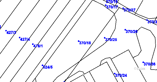 Parcela st. 370/18 v KÚ Karolín u Sulimova, Katastrální mapa