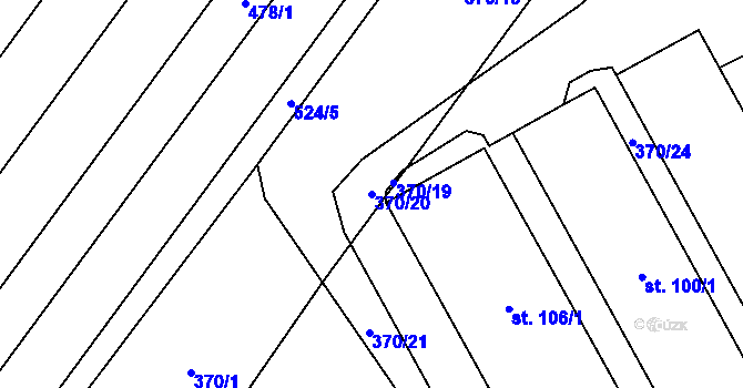 Parcela st. 370/20 v KÚ Karolín u Sulimova, Katastrální mapa