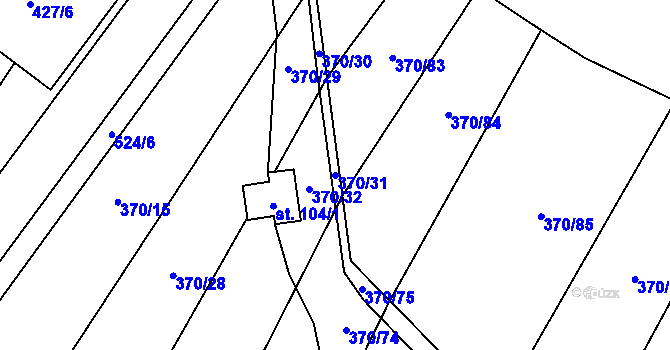 Parcela st. 370/31 v KÚ Karolín u Sulimova, Katastrální mapa