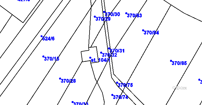 Parcela st. 370/32 v KÚ Karolín u Sulimova, Katastrální mapa