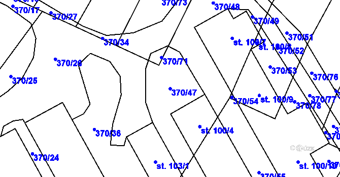Parcela st. 370/47 v KÚ Karolín u Sulimova, Katastrální mapa