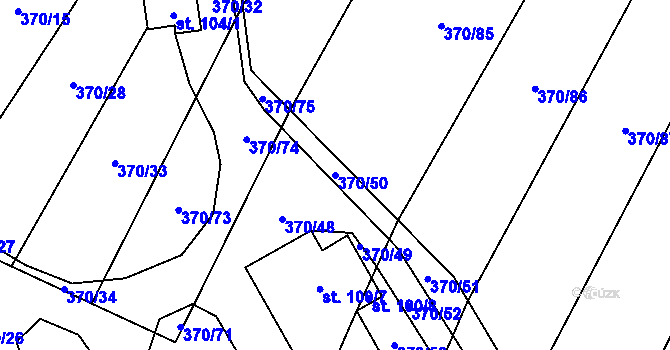Parcela st. 370/50 v KÚ Karolín u Sulimova, Katastrální mapa
