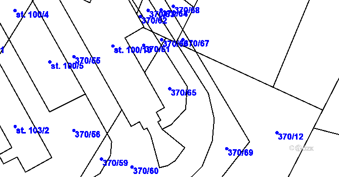Parcela st. 370/65 v KÚ Karolín u Sulimova, Katastrální mapa