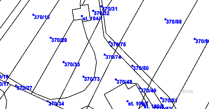 Parcela st. 370/74 v KÚ Karolín u Sulimova, Katastrální mapa