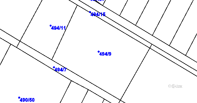 Parcela st. 494/9 v KÚ Karolín u Sulimova, Katastrální mapa