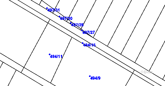 Parcela st. 494/15 v KÚ Karolín u Sulimova, Katastrální mapa