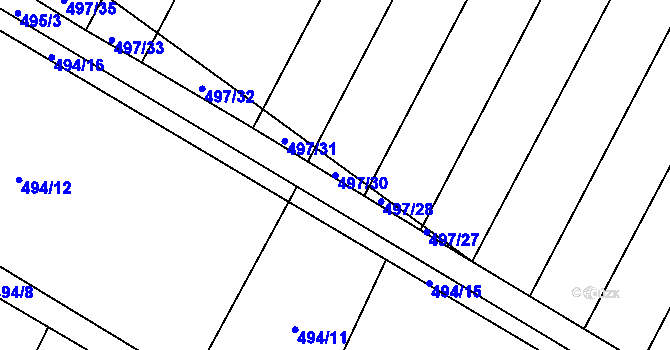 Parcela st. 497/30 v KÚ Karolín u Sulimova, Katastrální mapa