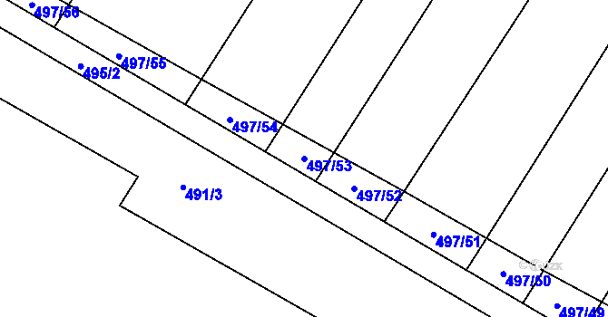 Parcela st. 497/53 v KÚ Karolín u Sulimova, Katastrální mapa