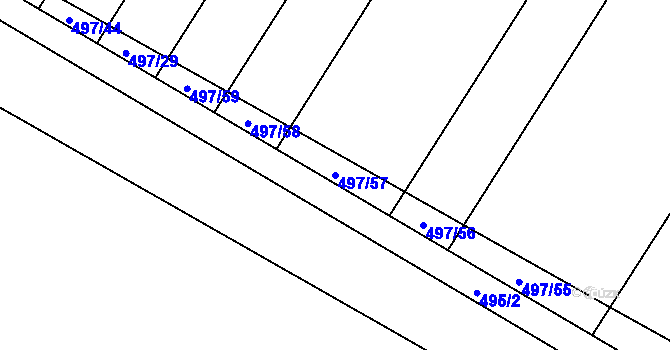 Parcela st. 497/57 v KÚ Karolín u Sulimova, Katastrální mapa