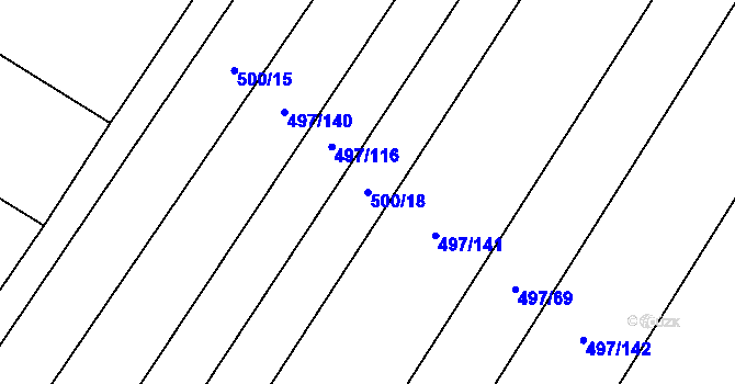 Parcela st. 500/18 v KÚ Karolín u Sulimova, Katastrální mapa