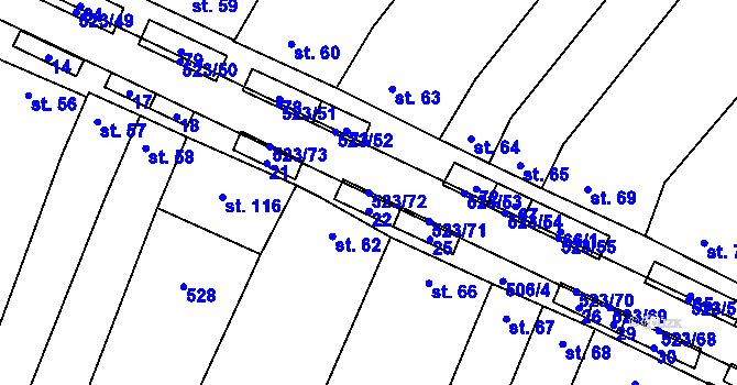 Parcela st. 523/72 v KÚ Karolín u Sulimova, Katastrální mapa