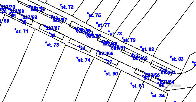 Parcela st. 523/66 v KÚ Karolín u Sulimova, Katastrální mapa