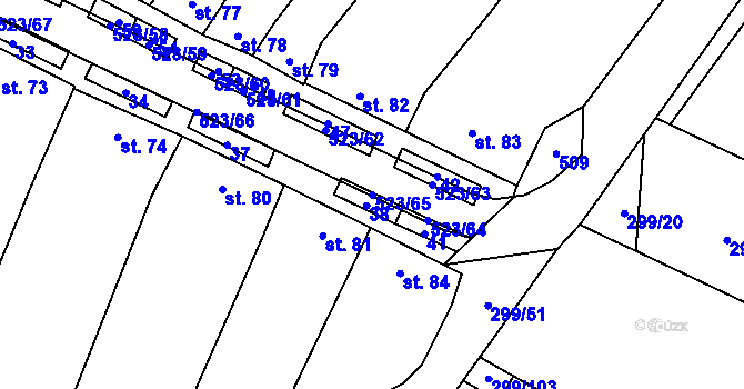 Parcela st. 523/65 v KÚ Karolín u Sulimova, Katastrální mapa