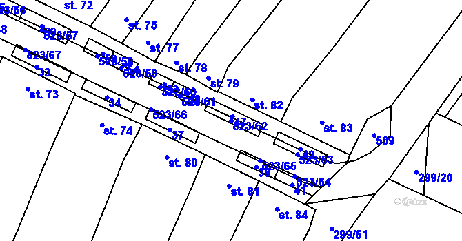 Parcela st. 523/62 v KÚ Karolín u Sulimova, Katastrální mapa