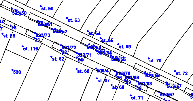 Parcela st. 523/54 v KÚ Karolín u Sulimova, Katastrální mapa