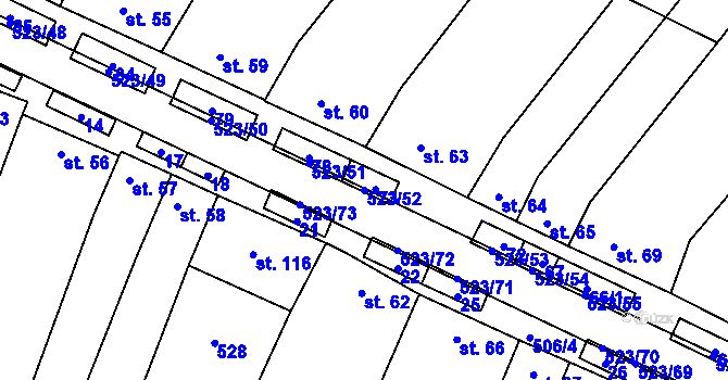 Parcela st. 523/52 v KÚ Karolín u Sulimova, Katastrální mapa