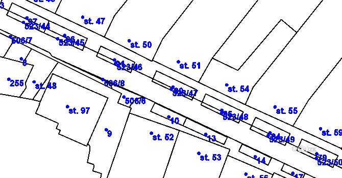 Parcela st. 523/47 v KÚ Karolín u Sulimova, Katastrální mapa