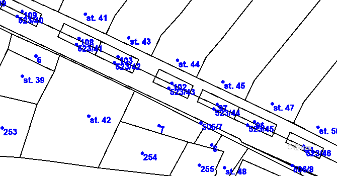 Parcela st. 523/43 v KÚ Karolín u Sulimova, Katastrální mapa