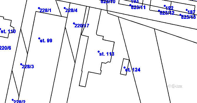 Parcela st. 113 v KÚ Karolín u Sulimova, Katastrální mapa