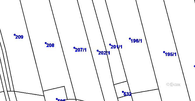 Parcela st. 202/1 v KÚ Karolín u Sulimova, Katastrální mapa