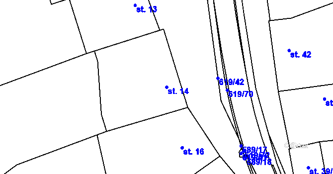 Parcela st. 14 v KÚ Sulimov, Katastrální mapa