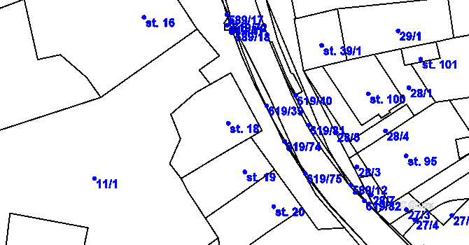 Parcela st. 18 v KÚ Sulimov, Katastrální mapa