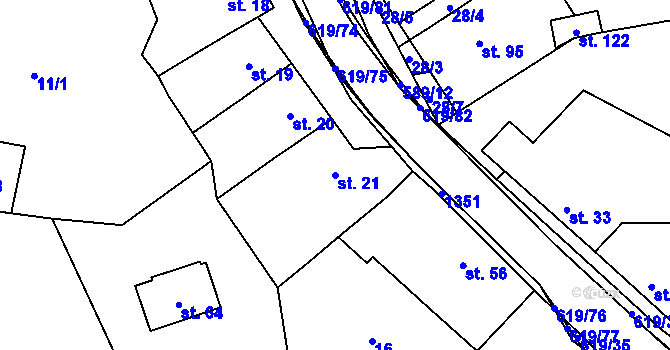 Parcela st. 21 v KÚ Sulimov, Katastrální mapa