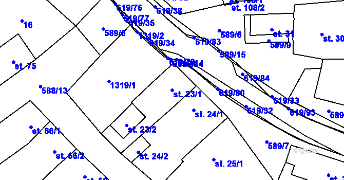 Parcela st. 23/1 v KÚ Sulimov, Katastrální mapa