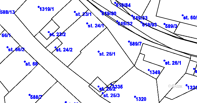 Parcela st. 25/1 v KÚ Sulimov, Katastrální mapa
