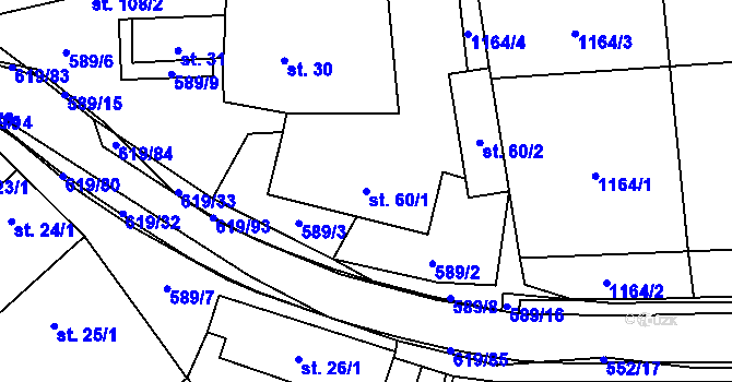 Parcela st. 60/1 v KÚ Sulimov, Katastrální mapa