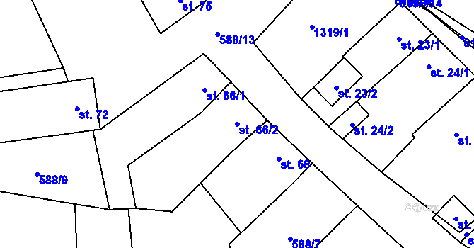 Parcela st. 66/2 v KÚ Sulimov, Katastrální mapa