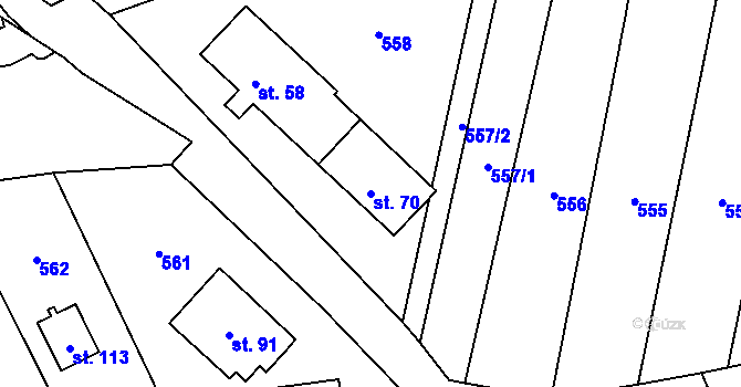 Parcela st. 70 v KÚ Sulimov, Katastrální mapa