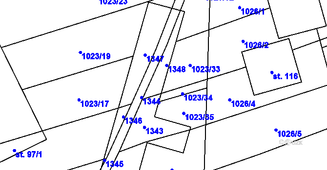 Parcela st. 87/10 v KÚ Sulimov, Katastrální mapa