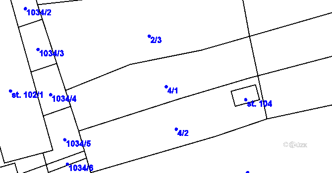 Parcela st. 4/1 v KÚ Sulimov, Katastrální mapa