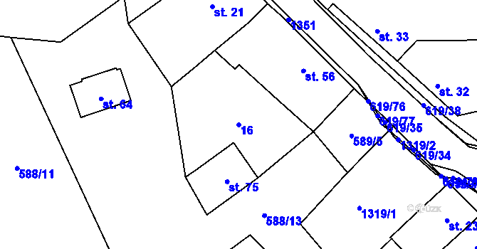 Parcela st. 16 v KÚ Sulimov, Katastrální mapa