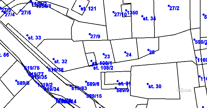 Parcela st. 23 v KÚ Sulimov, Katastrální mapa